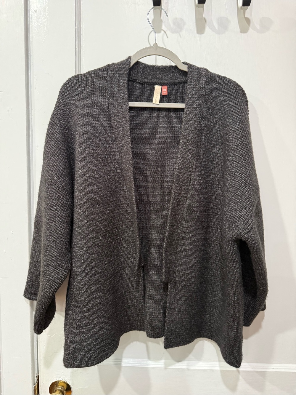 Anthropologie Pilcro Charcoal Gray Open Front Chunky Knit Cardigan EUC OS